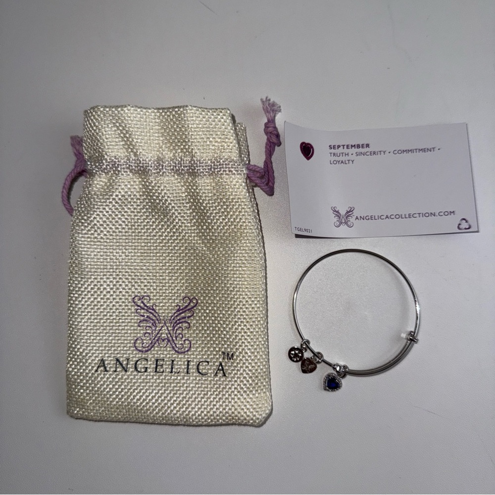 Angelica Silver Bracelet with Heart and Gem Charms